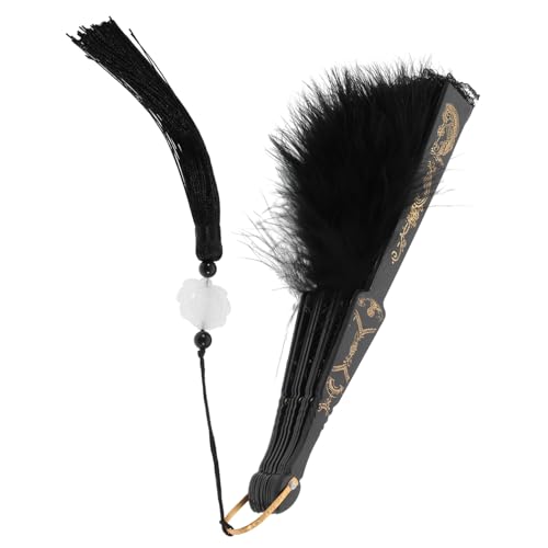 CIYODO Vintage Plume Handfächer mit Spitzenverzierung Faltbarer Federfächer aus Stabilem und Dekorativer Handventilator für Kostüm Tanz Halloween Teeparty und Sommerkühlung CIYODO Vintage Plume Handfächer mit Spitzenverzierung Faltbarer Federfächer aus Stabilem und Dekorativer Handventilator für Kostüm Tanz Halloween Teeparty und Sommerkühlung von CIYODO