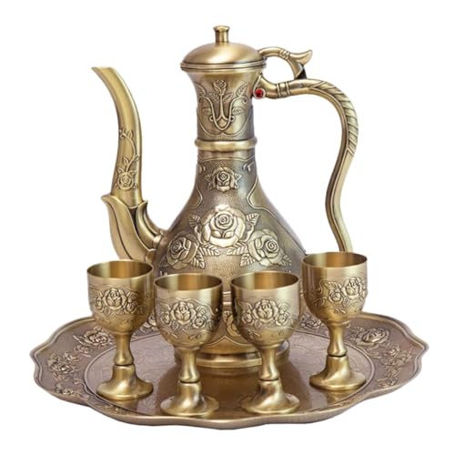 CIYODO Vintage Türkisches Teeservice Set Metall mit Geprägten Rosen Bronzefarben Antik Finish Langlebig für Tee Kaffeeparty Hochzeit Stilvolle Tischdekoration CIYODO Vintage Türkisches Teeservice Set Metall mit Geprägten Rosen Bronzefarben Antik Finish Langlebig für Tee Kaffeeparty Hochzeit Stilvolle Tischdekoration von CIYODO