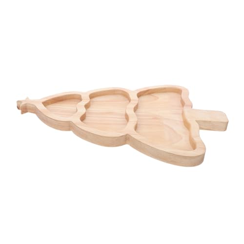CIYODO Weihnachtlicher Snack-servierteller Weihnachtsbaum-design Geteilter Bambusplatten für Vorspeisen und Desserts Festliche Tischdekoration für Party und Zusammenkünfte von CIYODO