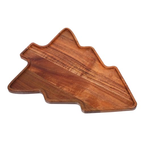 CIYODO Weihnachtliches Serviertablett aus Robustem Acacia-Holz Baumförmige Servierplatte für Snacks Desserts und Süßigkeiten Vielseitiges Christbaum-holztablett für Festliche Anlässe und von CIYODO