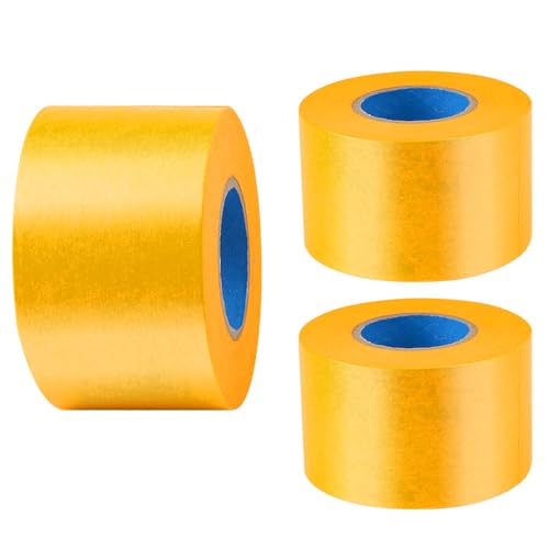 CJBIN 3 x Rollen Goldband 50mm x 50m Malerkrepp Kreppband Wasserfest, Leicht zu Schälen Masking Tape, Rückstandfrei Abklebeband Maler Gold Abdeckband für Lackieren Auto Dekoration (Gold) von CJBIN