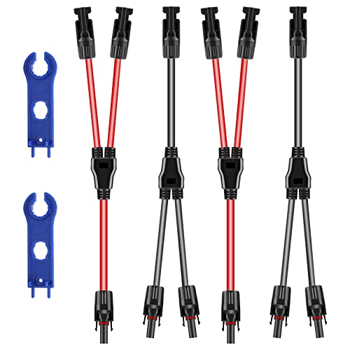 CJBIN 2 Paar Solarkabel Y-Verteiler Solarpanel-Kabel MMF+FFM für Parallel-Photovoltaik-Anschluss, Solarpanel Stecker, Solarpanel Kabelstecker, Photovoltaik Steckverbinder mit Schraubenschlüssel von CJBIN