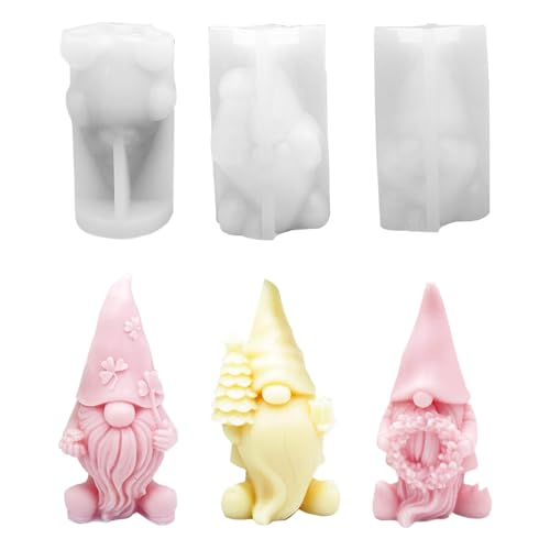 CJBIN 3D Wichtel Silikonform, 3er-Set DIY Weihnachten, Handgemachte Kerzen Formen für Duftkerze und Handwerk Ornamente von CJBIN