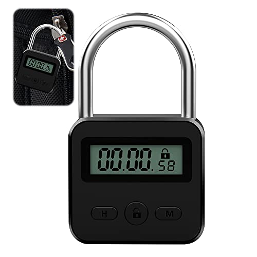 CJBIN Digitale Zeitschloss, Smart Time Lock mit LCD-Display, Küchensafe Zeitschloss Wiederaufladbares USB Sicherheits Vorhängeschloss, für Verhindere schlechte Gewohnheiten (Schwarz) von CJBIN