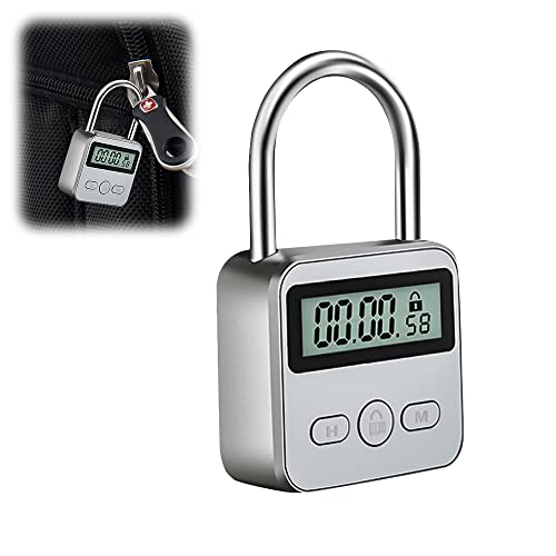 CJBIN Digitale Zeitschloss, Time Lock mit LCD-Display, Küchensafe Zeitschloss Wiederaufladbares USB Sicherheits Vorhängeschloss, für Verhindere schlechte Gewohnheiten (Silber) von CJBIN