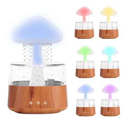 Regenwolken Luftbefeuchter, CJBIN 450 ml Rain Cloud Humidifier, Pilz Lampe Wassertropfen, 7 Farben Regen Pilz Lampe Nano-Nebel Diffuser Luftbefeuchter, Humidifier for Bedroom, Zuhause, Kinderzimmer von CJBIN