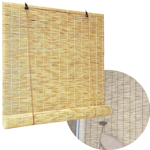 Bambusrollo W:40 50 60 70 80 90 100 110 120 cm, H:40-300 cm Bambusvorhang Sichtschutz Rollo Seitenzugrollo Ohne Bohren Für Fenster Und Türen (Color : Natürliche, Size : 90x100cm) von CJBWJM