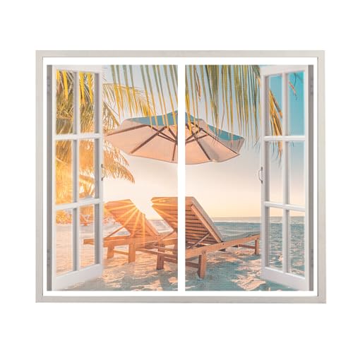 Magnet Fliegengitter Fenster 100 x 60cm Weiß Anti-Moskito Fliegenvorhang, Automatisches Schließen Mückenschutz Magnetvorhang Fliegennetz, Moskitonetz Fliegengittertüren von CJFBDY