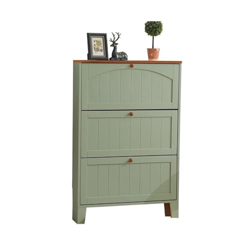 CJHFR472SG Freistehend 3 Klappschubladen, 30 cm breiter Schuhschrank aus Holz, einfacher und moderner Eingangsbereich, for den Heimgebrauch, Flurschrank, Foyer Schuhregal(Green) von CJHFR472SG