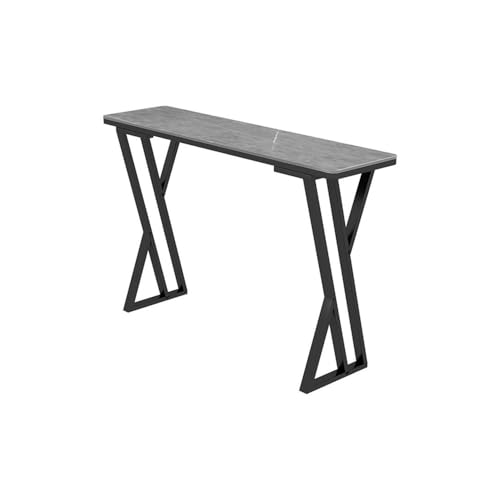 CJHFR472SG Grauer Steinplattenmarmor-Schmaler Stehtisch, Heimbalkon, Langer Streifen, Wohnzimmer-Trennwand, hoher Kneipentisch(120 * 40 * 105cm) von CJHFR472SG