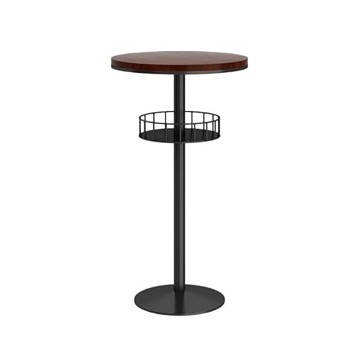 CJHFR472SG Home Round Small Bar Table with Storage Leisure Balcony Cafe High Top Table(Walnut) von CJHFR472SG