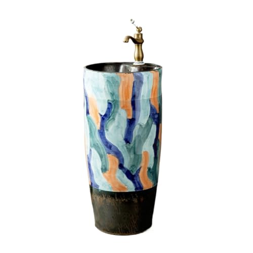 CJHFR472SG Klassisch Balkon lackiertes integriertes Standwaschbecken mit Wasserhahn und Abfluss-Set Home Badezimmer Keramikwaschbecken Waschbeckenunterschrank von CJHFR472SG