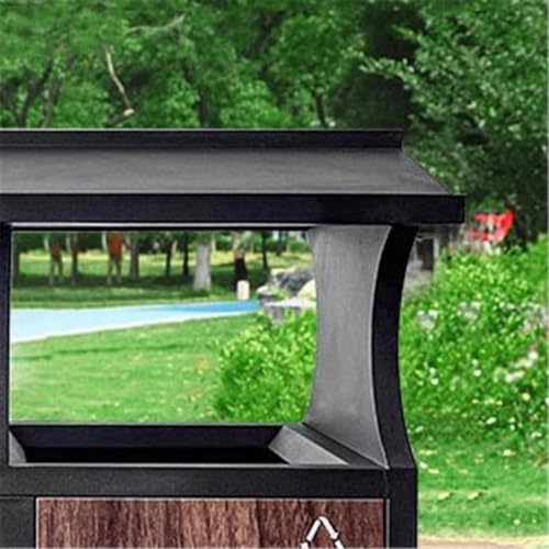 CJHFR472SG Küche Chinesische Imitation Holz Outdoor Mülleimer Retro Doppel Box Metall Mülleimer Groß von CJHFR472SG
