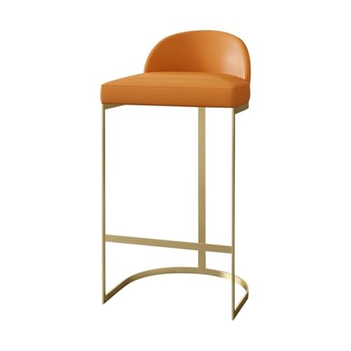 CJHFR472SG Küchenstühle Barstuhl aus Eisen mit niedriger Rückenlehne und Lederbezug for Restaurant, Bar, Insel, Balkon, Hochstuhl Barstuhl(Orange) von CJHFR472SG