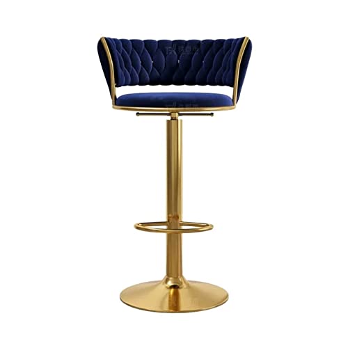 CJHFR472SG Küchenstühle Haushalt Bar Rezeption Drehbarer Hochstuhl Mit Rückenlehne Verstellbarer Hochhocker (65-80 cm) Barstuhl(Blue) von CJHFR472SG