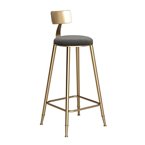 CJHFR472SG Küchenstühle Modischer nordischer Barstuhl aus Eisen und Gold, Esszimmerstuhl, Hochstuhl mit Rückenlehne, geeignet for Bars und Cafés Barstuhl(Grigio,60CM) von CJHFR472SG
