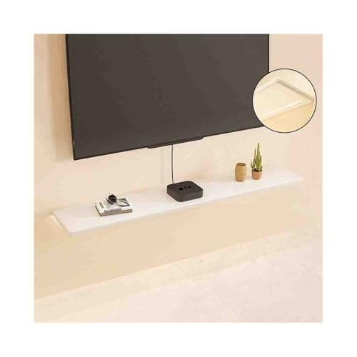 CJHFR472SG Medienkonsole Schwebende TV-Regale, 63,0/70,8 Zoll wandmontiertes TV-Regal mit LED-Licht, Moderne Lagerregale aus Massivholz, Wandregal unter Fernsehern Unterhaltungszentrum(Weiß,160cm) von CJHFR472SG