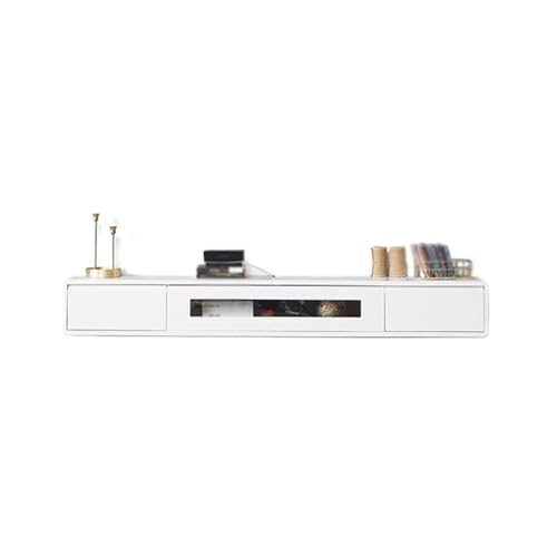 CJHFR472SG Medienkonsole Schwebender TV-Ständer, an der Wand montierte TV-Regale mit Tür, schwebender TV-Schrank for Schlafzimmer und Wohnzimmer Unterhaltungszentrum(Weiß,Groß) von CJHFR472SG