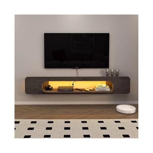 CJHFR472SG Medienkonsole Schwebender TV-Ständer mit LED-Leuchten, wandmontierte TV-Regale mit 1 offenen Regal Unterhaltungszentrum(Bruin) von CJHFR472SG