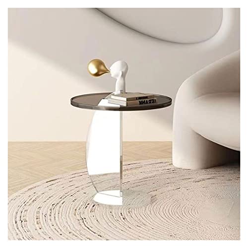 CJHFR472SG Modern Beistelltisch aus Acryl, runder Beistelltisch, Kleiner Couchtisch, moderner Nachttisch mit klarem Acrylrahmen for Wohnzimmer, Schlafzimmer und Lobby Einfach(Grigio) von CJHFR472SG