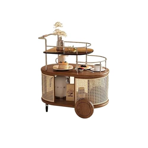 CJHFR472SG Modern Einfache Haushaltsecke Mehrere, Wohnzimmer Glas Kreative Seite Mehrere, Kleine Wohnung Beweglicher Trolley Speisewagen Einfach(Bruin) von CJHFR472SG