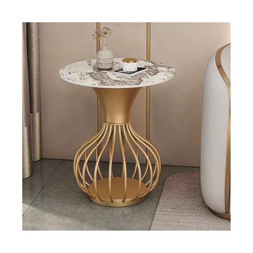 CJHFR472SG Modern Runde Beistelltische, Kleiner Beistelltisch mit Akzentseite for die Familie, Kaffee-/Tee-Beistelltisch for Wohnzimmer, Esszimmer, Schlafzimmer, kleine Räume Einfach(Gold) von CJHFR472SG