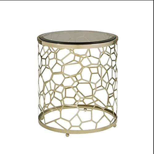 CJHFR472SG Modern Runde Beistelltische mit Tischplatte aus gehärtetem Glas und ausgehöhltem Stahlrahmen, Beistelltische, Kleiner Couchtisch, Freizeittisch for Wohnzimmer, Schlafzimmer, Büro Einfach von CJHFR472SG