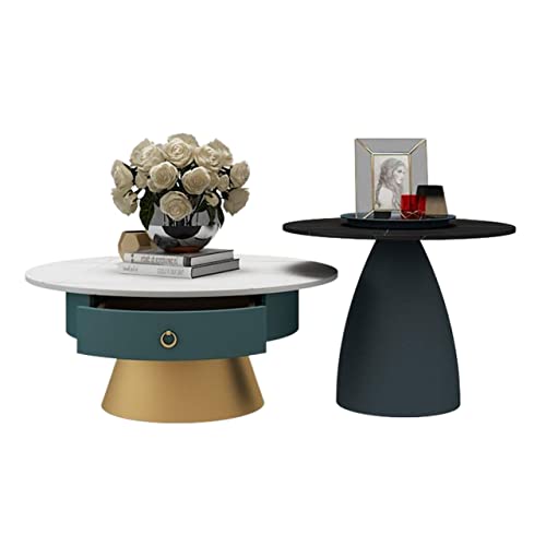 CJHFR472SG Modern Satz-Couchtische im 2er-Set, runder Couchtisch for Wohnzimmer, Beistelltisch, Beistelltisch, Satztische for kleine Räume Einfach(Schwarz) von CJHFR472SG