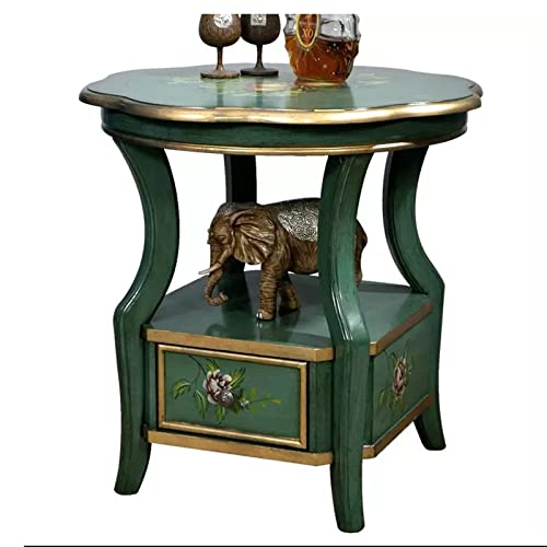 CJHFR472SG Modern Traditioneller Beistelltisch mit Akzent-Nachttisch, blumenbemalter runder Couchtisch mit Schublade und Ablagefach, Vintage-Sofa-Beistelltisch for Wohnzimmer und Schlafzimmer Einfach CJHFR472SG Modern Traditioneller Beistelltisch mit Akzent-Nachttisch, blumenbemalter runder Couchtisch mit Schublade und Ablagefach, Vintage-Sofa-Beistelltisch for Wohnzimmer und Schlafzimmer Einfach von CJHFR472SG