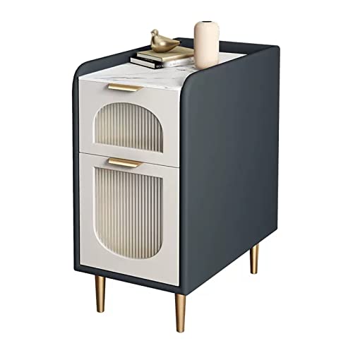 CJHFR472SG Moderne Holz-Nachttisch mit 2 Schubladen, Akzent-Sofatisch, platzsparendes Design, schmaler Nachttisch, Beistelltisch for Wohnzimmer, Schlafzimmer Praktisch(L30xD40xH60cm) von CJHFR472SG