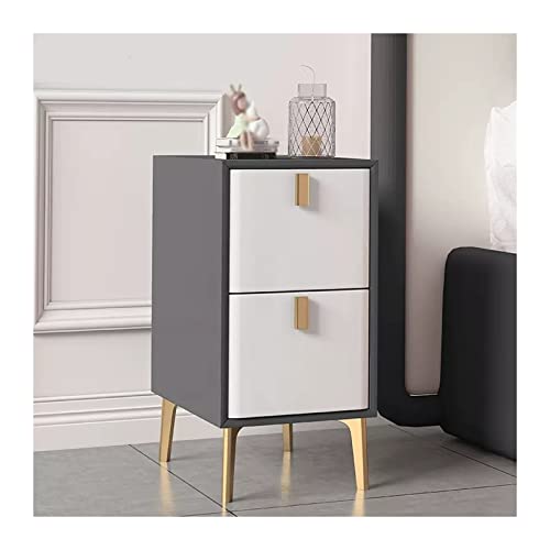 CJHFR472SG Moderne Moderner Nachttisch, schmaler Nachttisch mit Schublade, schmaler Beistelltisch aus Holz und Metall for Zuhause, Wohnung, Wohnheim, Grau + Weiß Praktisch(L25xD36xH52cm) von CJHFR472SG