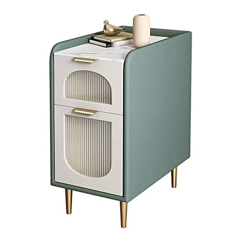 CJHFR472SG Moderne Moderner Nachttisch spart Platz, ultraschmaler Schlafzimmer-Nachttisch, Kunstleder-Design, Wohnzimmer-Sofa, Beistelltisch, 23,6" H, grün Praktisch(L30xD40xH60cm) von CJHFR472SG