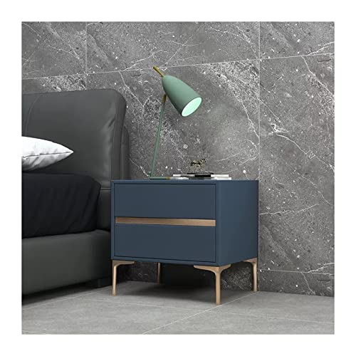 CJHFR472SG Moderne Nachttisch aus Holz, moderner Blauer Nachttisch aus Kunstleder mit 2 Schubladen, Kleiner Beistelltisch for Wohnzimmer, Schlafzimmer Praktisch(L40xD40xH48cm) von CJHFR472SG