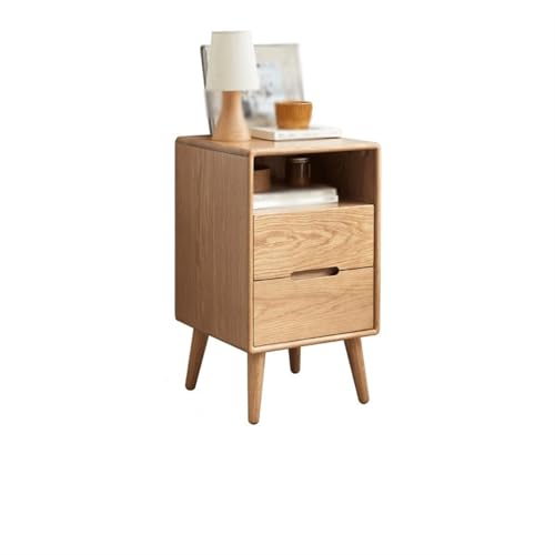 CJHFR472SG Moderne Nachttisch mit Zwei Schubladen + einem Ablagefach, Massivholz-Aufbewahrungsschrank for Wohnzimmer, Schlafzimmer, Arbeitszimmer, Bücher, Lampen usw. Praktisch(Natural) von CJHFR472SG