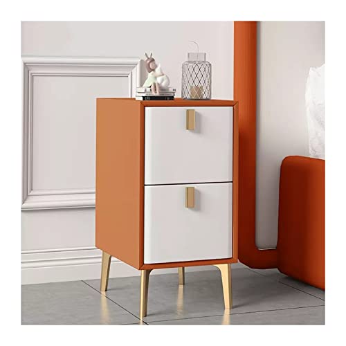 CJHFR472SG Moderner Nachttisch mit Kunstleder-Design, schmaler Nachttisch, Beistelltisch, Metalltischbeine, Beistelltisch für Zuhause, Wohnung, Schlafsaal (Orange + Weiß), praktisch (L x T x H): 25 x von CJHFR472SG