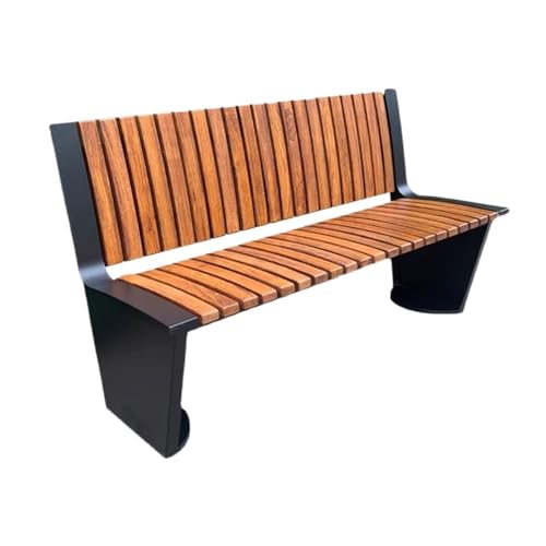 CJHFR472SG Patio Bänke Parkbank for den Außenbereich mit Rückenlehne, Stahlrahmen und Sitzfläche aus Holz, for Sitzgelegenheiten auf dem Gartenbalkon und der Terrasse Hinterhof von CJHFR472SG