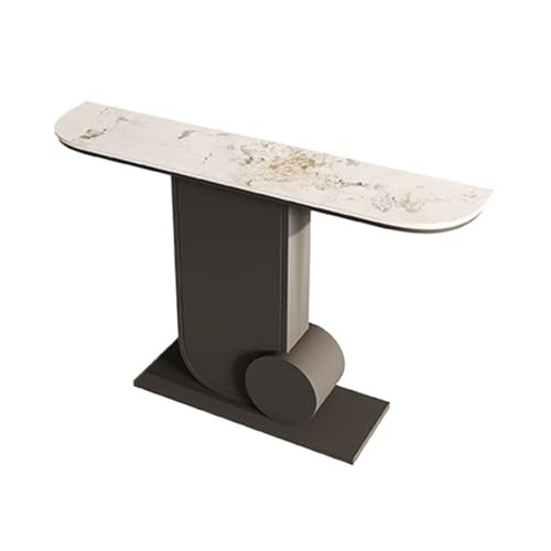 CJHFR472SG Startseite Konsolentisch mit Kunstmarmor-Tischplatte, Moderner Eingangstisch mit Metallsockel fürs Wohnzimmer, Moderner Sofa-Akzenttisch, TV-Konsolentisch Hinter Couch(Schwarz,Mittel) von CJHFR472SG