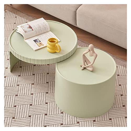 Modern Moderner faltbarer Nesting-Couchtisch, runde, skalierbare Couchtische for Wohnzimmer, Café, eleganter Mitteltisch, stapelbare Akzenttische, erweiterbar auf bis zu 41,3 Zoll Einfach(Green) von CJHFR472SG