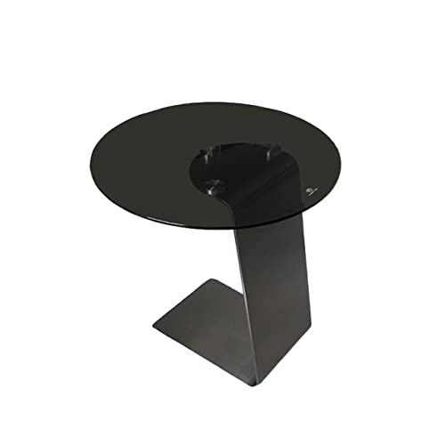 Modern Moderner kleiner runder Beistelltisch, kreisförmige Tischplatte aus gehärtetem Glas, Sofa-Beistelltisch mit Metallbeinen, Telefontisch, Nachttisch, 19,6 Zoll for Wohnzimmer, Schlafzimmer, Einga von CJHFR472SG