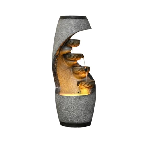 Moderne 127 cm Bodenstehender Springbrunnen for den Außenbereich, Garten-Wasserfall-Dekoration, Wasserspiel for die Veranda, den Innenhof, die Kunstdekoration zu Hause Standbrunnen von CJHFR472SG