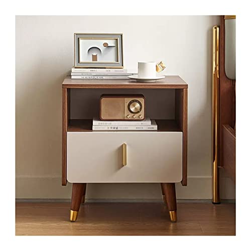 Moderne Nachttisch, moderner Nachttisch aus Holz mit 1 Schublade und offenem Regal. Robuster und multifunktionaler Beistelltisch for Schlafzimmer, Wohnzimmer und kleine Räume Praktisch(Walnut) von CJHFR472SG
