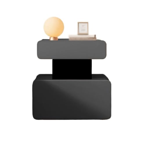 Moderne Nachttisch aus Holz, kleines Schlafzimmer, Doppelschublade, Leder, unregelmäßige Lagerung, Sideboard, Dunkelgrau Praktisch(Groß) von CJHFR472SG