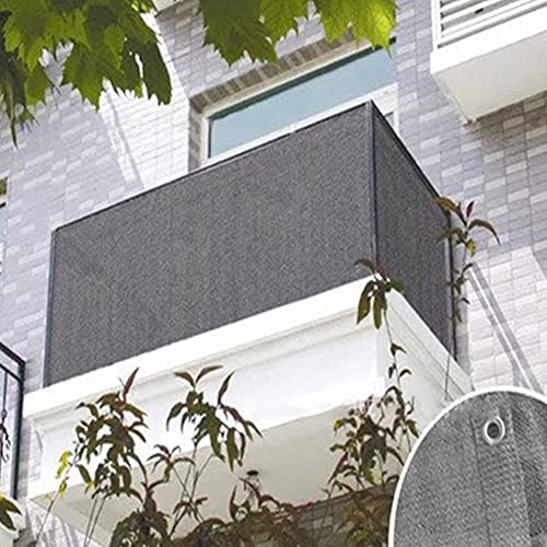 Balkonsichtschutz, 0,9x5M, Garten-Sichtschutz, HDPE Balkon-Sicherheits-Schutzhülle Belüftetes wetterfestes Balkonnetz mit 10 Bändern (Grau) von CJHZQYY