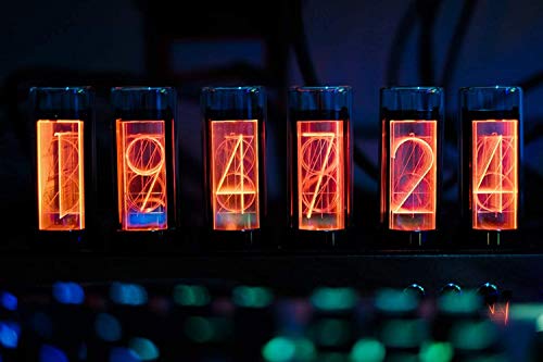 CJHZQYY LED-Uhr Nixie Tube Clock, LED Nixie Uhr Steampunk-Stil mit Black Walnut Panel, 10.000-farbig Nixie Tube Clock, DIY Nixie Röhrenuhr Geschenke für Kinder Ehemänner von CJHZQYY