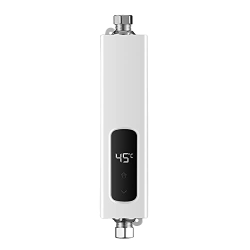 Elektrische Durchlauferhitzer, LED-Anzeige Mini Instant Warmwasserbereiter Durchlauferhitzer Tankless für Badezimmer Küche, 5500W von CJHZQYY