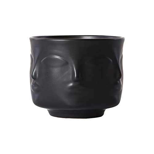 Menschliches Gesicht Kreativer Blumenvase, Nordisch Minimalist Abstrakte Vase, Keramik Minimalist Vase Dekorative Blumenvase, Blumenarrangement Kreative Vase Für Home Deko (Schwarz) von CJHZQYY