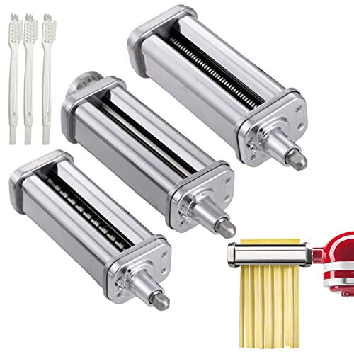 Nudelaufsatz für Kitchenaid Nudelaufsatz, 3 Pasta Roller Edelstahl für Kitchen Aid Nudelaufsatz Set Nudelblattroller Spaghettischneider Fettuccineschneider, Nudelmaschine Zubehör für KitchenAid von CJHZQYY