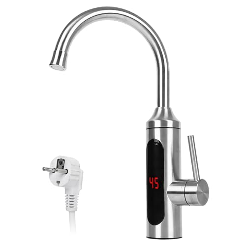 Wasserhahn mit Durchlauferhitzer, 3300W Elektrische Heizung Wasserhahn Sofortiger Küchenarmatur Armatur, Elektrischer Wasserhahn mit LED Temperaturanzeige&360º Swivel, Misch Drehung Wasserhahn von CJHZQYY