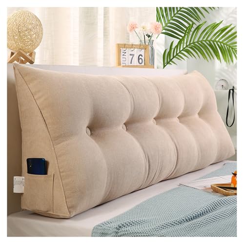 CJJZFO Lesekissen für Bett Und Sofa, Stützkissen Rücken Bett, Kissen Bett Rückenlehne, Lendenkissen Bett, Rückenkissen für Sofa, Kordsamt Keilkissen Sofa(Beige,100 * 50 * 20cm) von CJJZFO