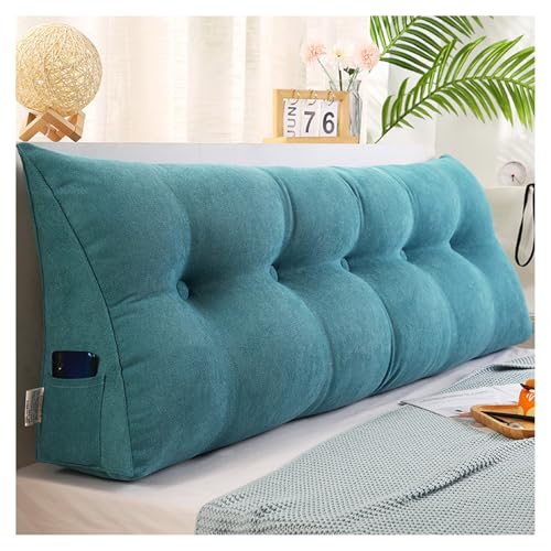 CJJZFO Lesekissen für Bett Und Sofa, Stützkissen Rücken Bett, Kissen Bett Rückenlehne, Lendenkissen Bett, Rückenkissen für Sofa, Kordsamt Keilkissen Sofa(Blue 1,180 * 50 * 20cm) von CJJZFO